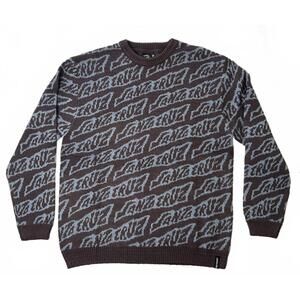 Santa Cruz Brown Multi Logo Knit Sweater Mens Large NWOT %100 Acrylic